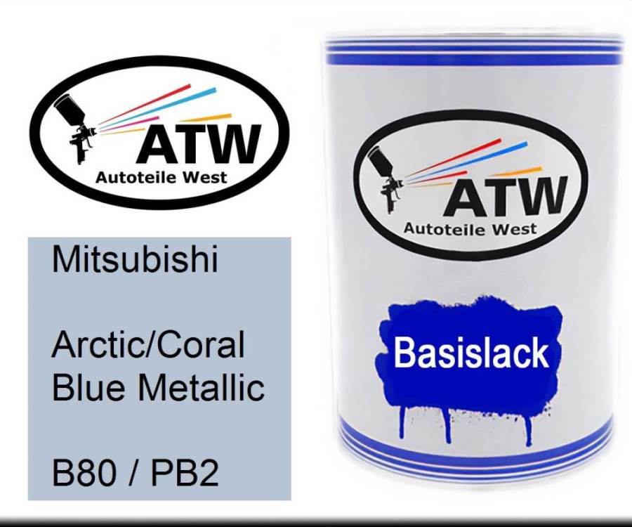 Mitsubishi, Arctic/Coral Blue Metallic, B80 / PB2: 500ml Lackdose, von ATW Autoteile West.